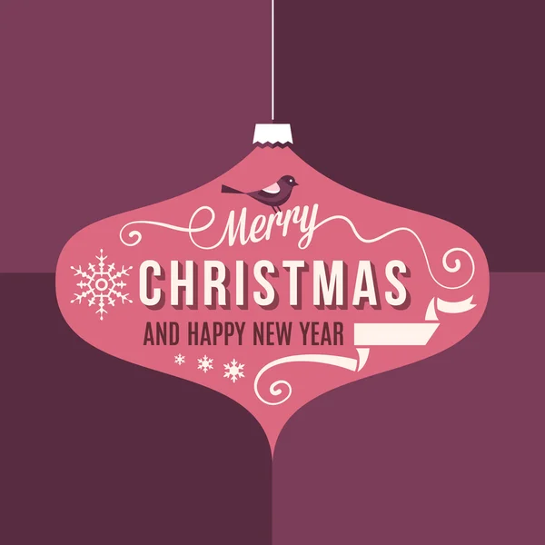 Biglietto di Natale viola con ornamenti stilizzati — Vettoriale Stock