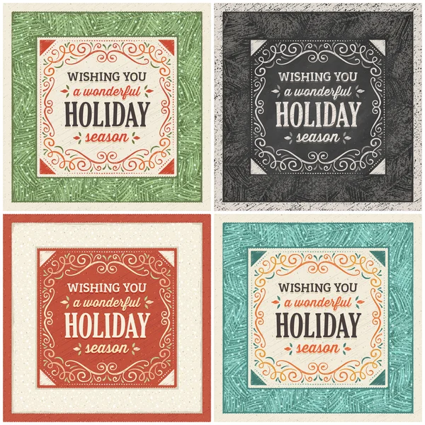 Christmas Card in Four Different Variations — Stok Vektör