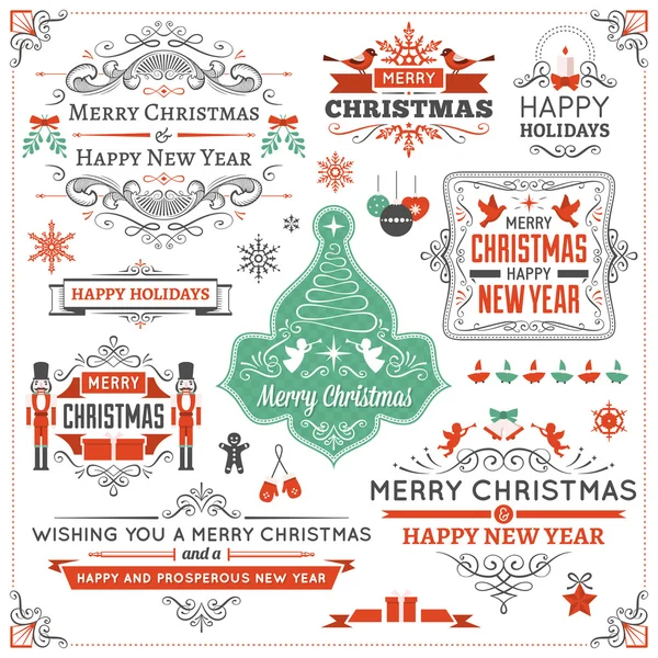 Large Collection of Christmas Design Elements — Stock Vector