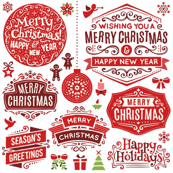 Hand Drawn Christmas Design Elements — Stock Vector