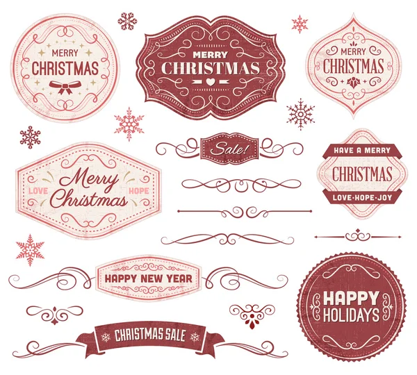 Christmas Labels and Ornaments — Stock Vector