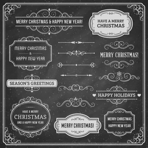 Chalkboard Christmas Design Elements — Stock Vector