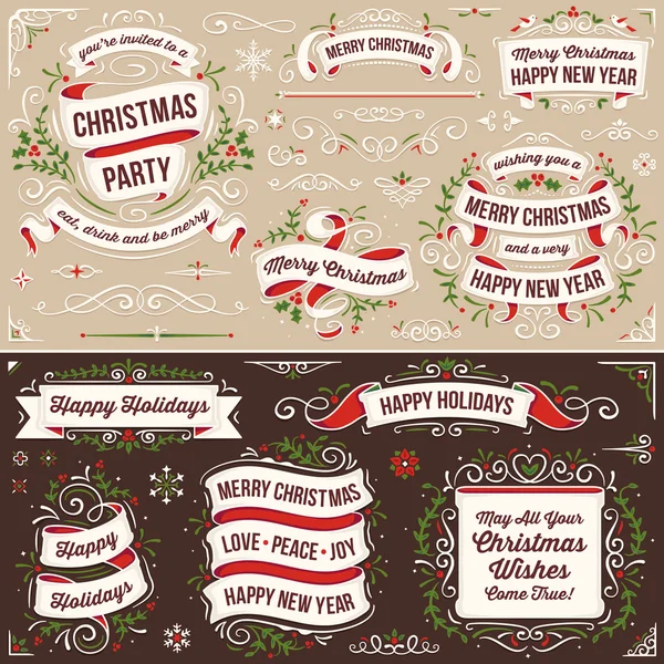 Large Collection of Christmas Design Elements — Stock Vector