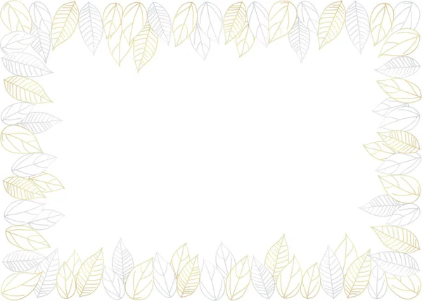 Altın Gümüş Yaprakların Noel Çerçevesi Çizimi — Stok Vektör