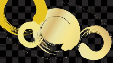 Yuvarlak altın fırça darbesi ve karışık arkaplan çizimi. Siyah versiyonu..