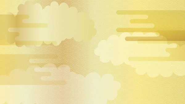 Hintergrund Illustration Eines Kontinuierlichen Musters Von Seigaiha Mit Mehreren Wolken — Stockvektor