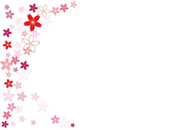 Sol tarafta kiraz çiçekleri olan arkaplan çizimleri.