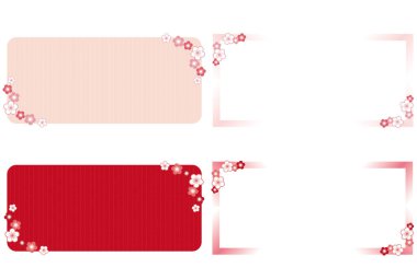 Dört farklı yatay erik çiçeğinden oluşan bir çerçeve çizimi.