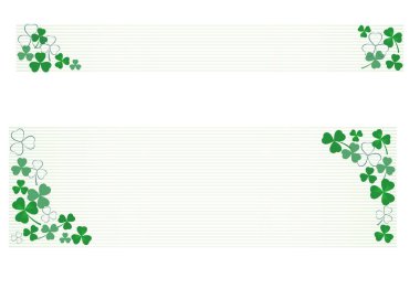 Arka planda birden fazla yonca ve yatay çizgili sancak illüstrasyonu. 