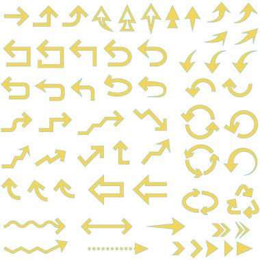 Çeşitli şekillerdeki okların çizimleri..