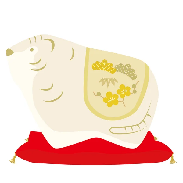 虎人形 座布団付き のクリップアート — ストックベクタ