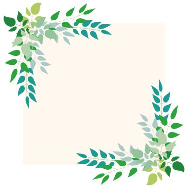 Yaprak aksanıyla dekore edilmiş kare bir çerçeve tasviri.