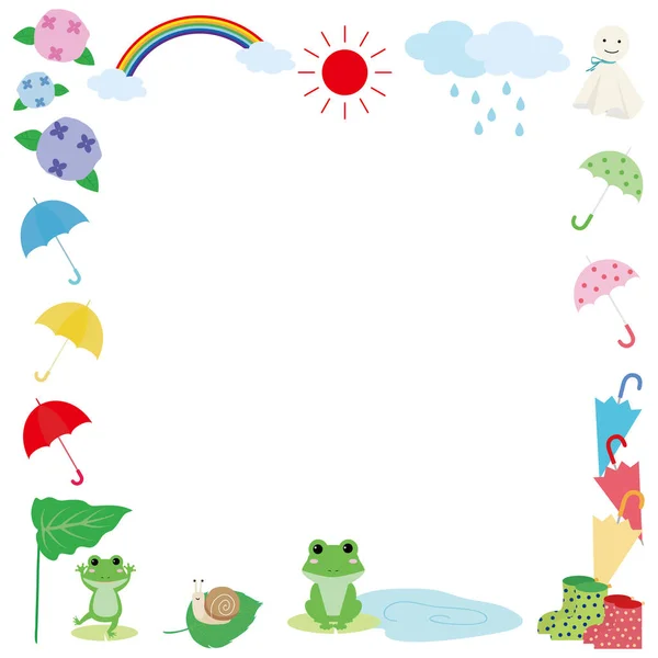 Gambar Bingkai Dari Ikon Musim Hujan - Stok Vektor