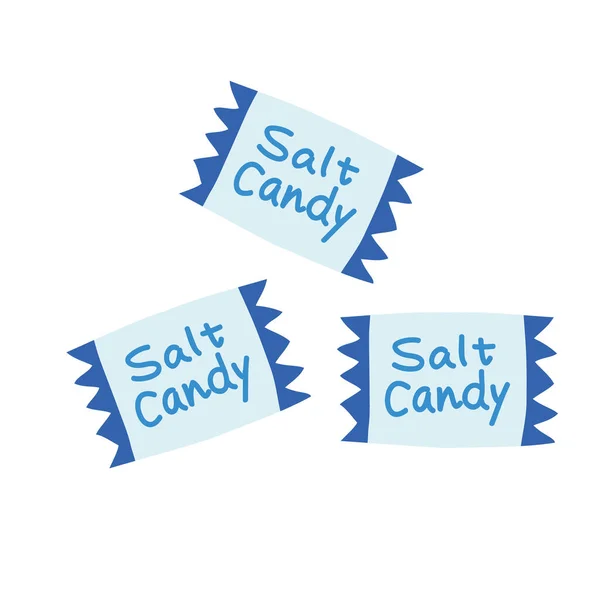 Vector Illustration Three Salt Filled Candies Eat Replenish Salt — Stock Vector