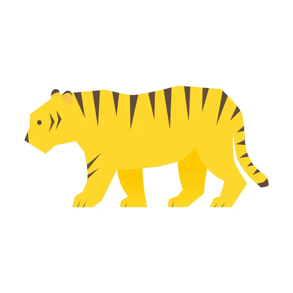 Deformed Icon Illustration Walking Sideways Tiger — Stock Vector