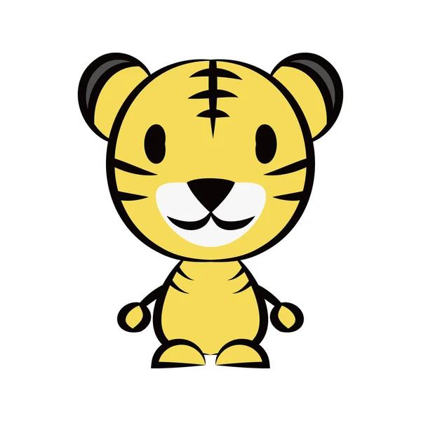 Ikona Ilustracji Zdeformowanego Tygrysa Granicą — Wektor stockowy