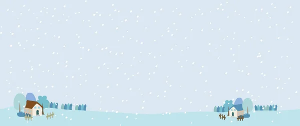 Illustration Vinterscen Landet Med Snö Som Faller — Stock vektor