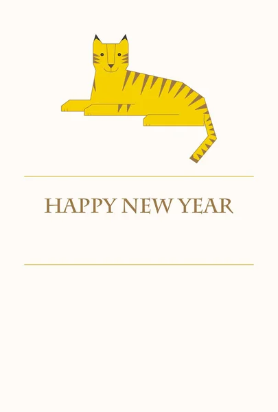 Ilustração Cartão Ano Novo Com Design Simples Apenas Tigre Mentiroso —  Vetores de Stock