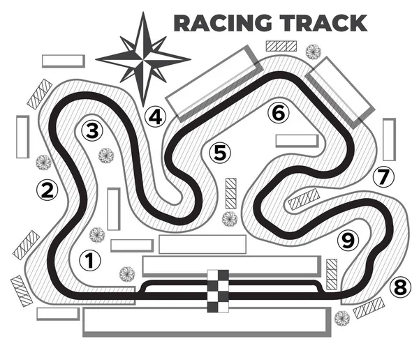 Race Track Layout View Vector Illustration — Stock Vector