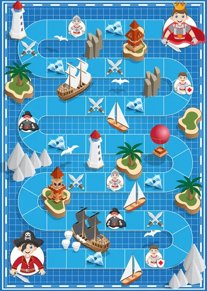 Juego Mesa Tema Los Piratas Ilustración Vectorial — Archivo Imágenes Vectoriales