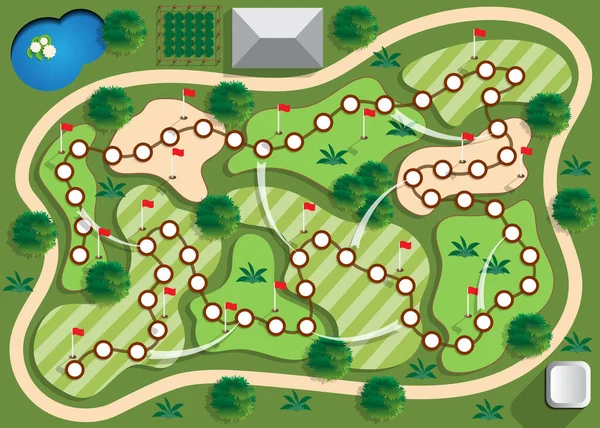 Ein Brettspiel Zum Thema Golf Blick Von Oben Vektorillustration — Stockvektor