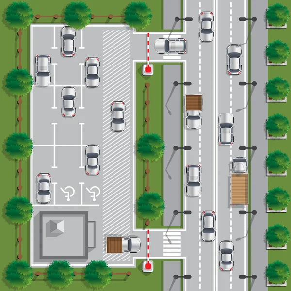 Parkplätze Für Autos Blick Von Oben Vektorillustration — Stockvektor