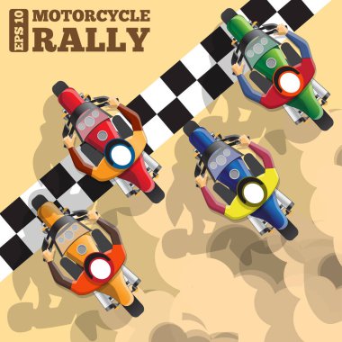 Bitiş çizgisinde toplanın. Yukarıdan bak. Vektör illüstrasyonu. 