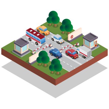 Kontrol noktası. Isometric. Vektör illüstrasyonu.