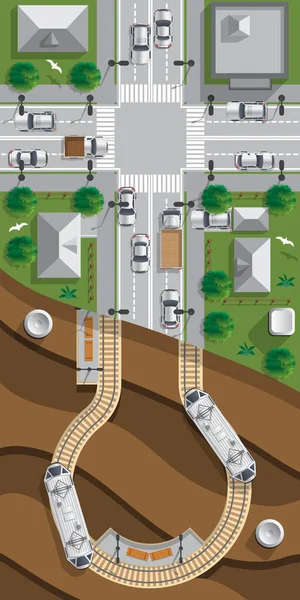 Subterrâneo Vista Cima Ilustração Vetorial — Vetor de Stock