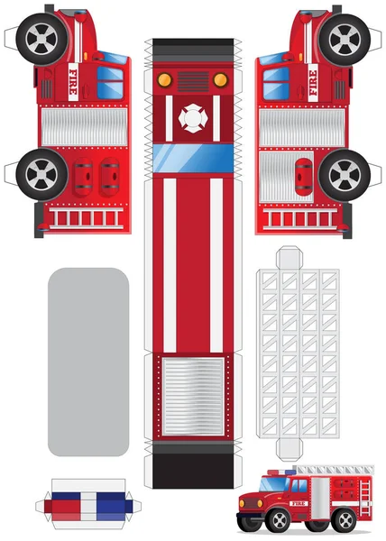 Brandweerwagen Klaar Voor Handgemaakt Vector Illustratie Geïsoleerd Witte Achtergrond — Stockvector