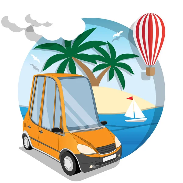 Viajar Coche Ilustración Vectorial — Vector de stock