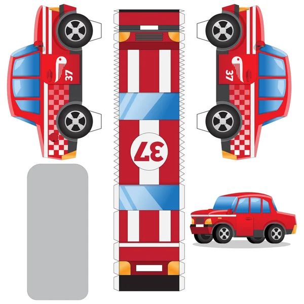 Rennwagen Set Für Handarbeit Vereinzelt Auf Weißem Hintergrund Vektorillustration — Stockvektor