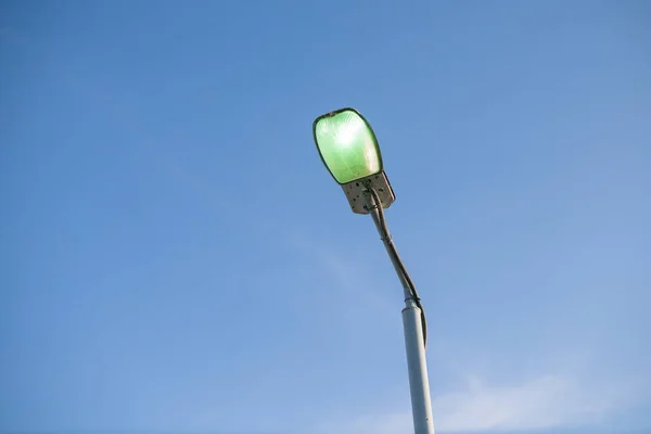 Street Light Bulb Blue Sky Background — Stock Photo, Image