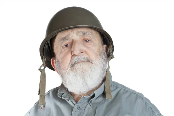 Alter Soldat Veteran Isoliert Auf Weiß — Stockfoto