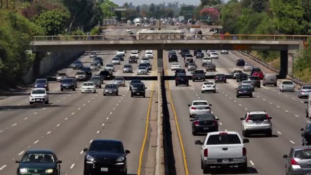 Трафік на зайнятий 101 автостраді в Лос-Анджелесі Каліфорнія — стокове відео