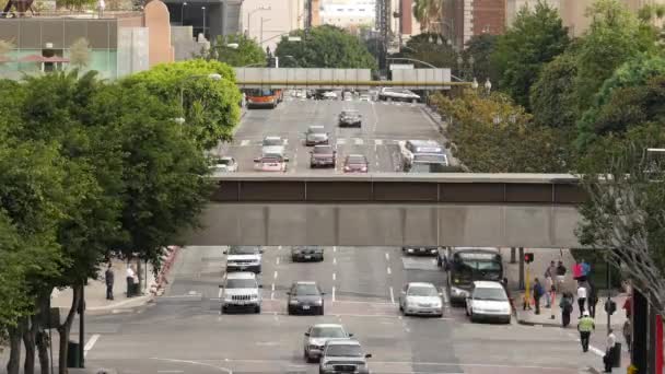 Time Lapse Vista del tráfico, peatones en el centro — Vídeo de stock