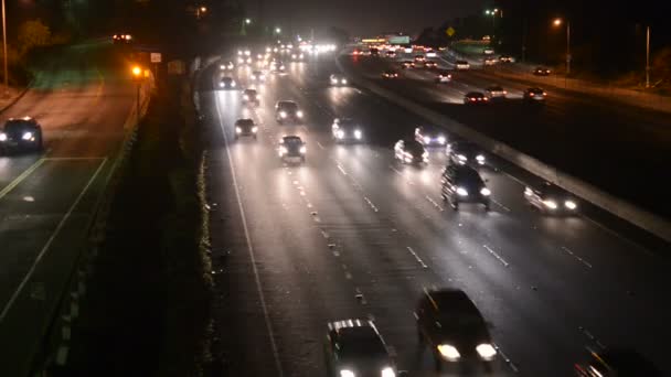 Upptagen Freeway trafik i Los Angeles — Stockvideo