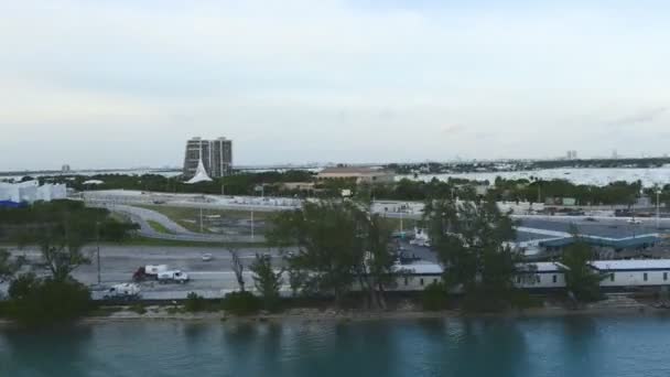 Miami Causeway with Traffic — Stock Video