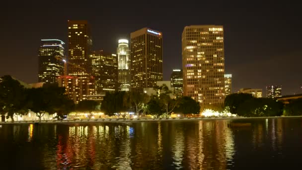 Malerische Innenstadt los angeles bei Nacht — Stockvideo