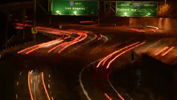 Traffic In Los Angeles At Night — Stock Video