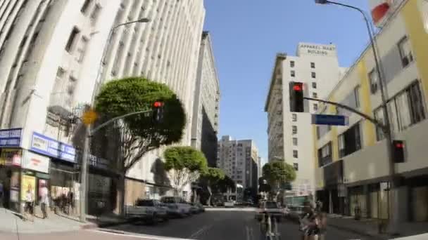 "Риб'яче око" Pov вбивання зайнятий Downtown — стокове відео