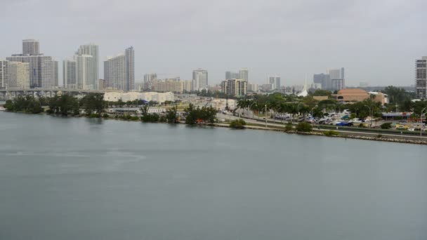 Miami Causeway With Traffic — Stock Video