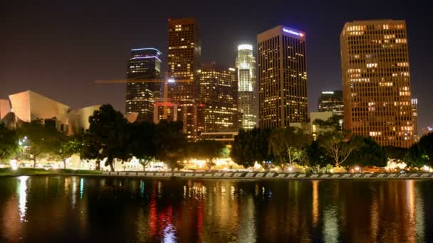 Malerische Innenstadt los angeles bei Nacht — Stockvideo