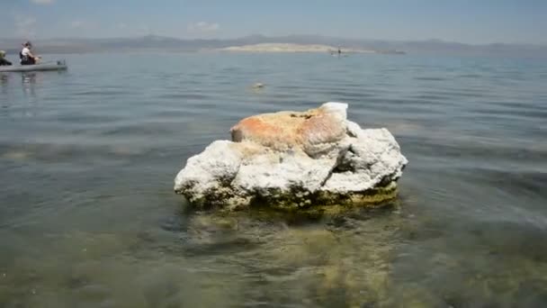 Vista de la canoa en el lago Mono California — Vídeos de Stock