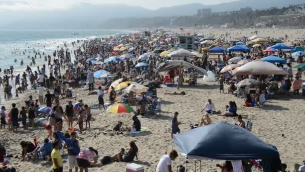 SCrowded Santa Monica Beach Califórnia — Vídeo de Stock