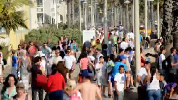 SANTA MONICA, CA - CIRCA JULIO 2013: Time Lapse of Crowded Santa Monica Walkway - Circa julio 2013 — Vídeo de stock