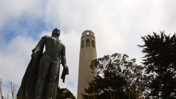 Monumento de bronze Cristóvão Colombo — Vídeo de Stock