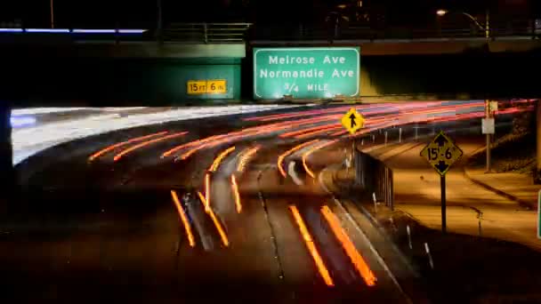 Raffic in Los Angeles at Night — Stock Video