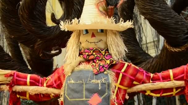 Holiday Scarecrow handade — Stock Video