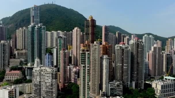 Hong kong skyline und victoria peak — Stockvideo